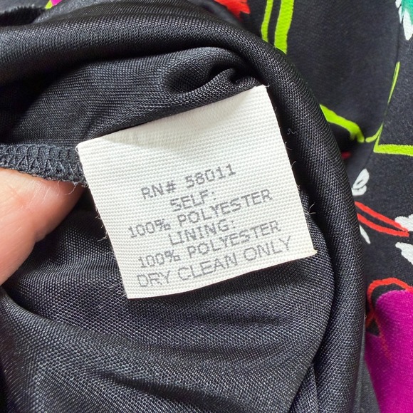 David Meister Halter Asymmetrical Dress Women's 10 Black Pink Floral Sleeveless - Picture 3 of 15